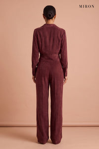 Burgundy Cupro Shirt & Trouser Set – studio, back