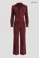 Burgundy Cupro Shirt & Trouser Set – front view