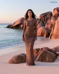Miron Brown Crystalized Dress ED-BRW-019 – Seychelles beach
