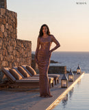 Miron Brown Crystalized Dress ED-BRW-019 – Mykonos stone terrace