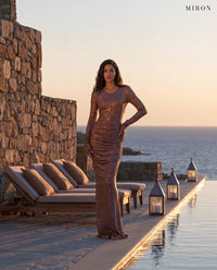 Miron Brown Crystalized Dress ED-BRW-019 – Mykonos stone terrace
