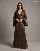 Miron Bronze Long Dress ED-BRZ-046 – studio front view