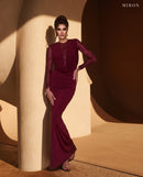 Miron Burgundy Dress With Lace ED-BUD-095 - sunlit sand wall