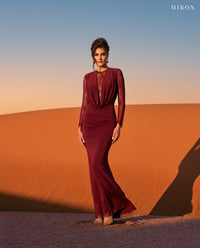 Miron Burgundy Dress With Lace ED-BUD-095 - desert dunes