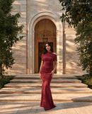 Burgundy Barbie Crepe Dress - MIRON
