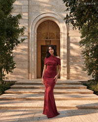 Burgundy Barbie Crepe Dress - MIRON