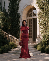 Burgundy Barbie Crepe Dress - MIRON