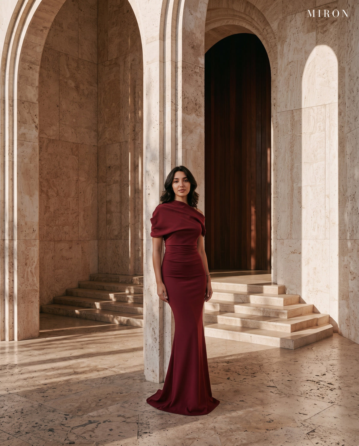 Burgundy Barbie Crepe Dress - MIRON