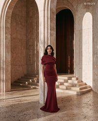 Burgundy Barbie Crepe Dress - MIRON