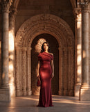 Burgundy Barbie Crepe Dress - MIRON