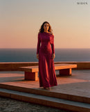 Miron Burgundy Jersey Dress ED-BUR-002 – travertine terrace by the sea