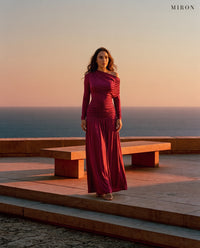 Miron Burgundy Jersey Dress ED-BUR-002 – travertine terrace by the sea