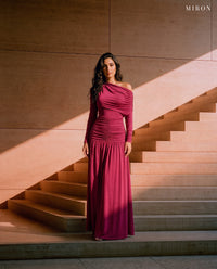 Miron Burgundy Jersey Dress ED-BUR-002 – sunlit stone steps