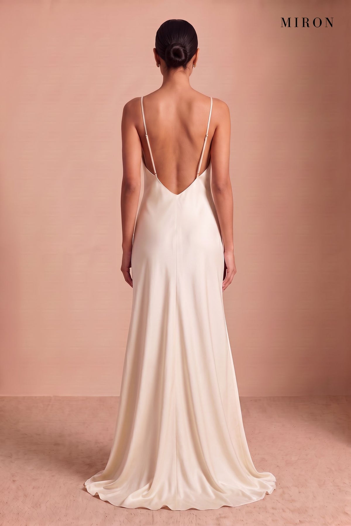 Cream Satin Slip Maxi Dress – studio, back