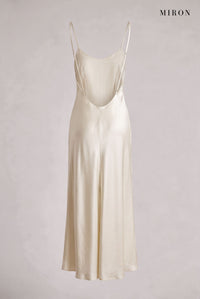 Cream Satin Slip Maxi Dress – back view