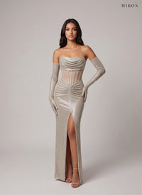 Miron Gold Corset Dress ED-GLD-001 – studio front view