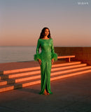Miron Emerald Green Long Dress ED-GRN-041 – travertine terrace by the sea