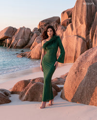 Miron Green One Shoulder Dress ED-GRN-103 – Seychelles beach