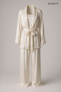 Ivory Satin 3-Piece Set – front view