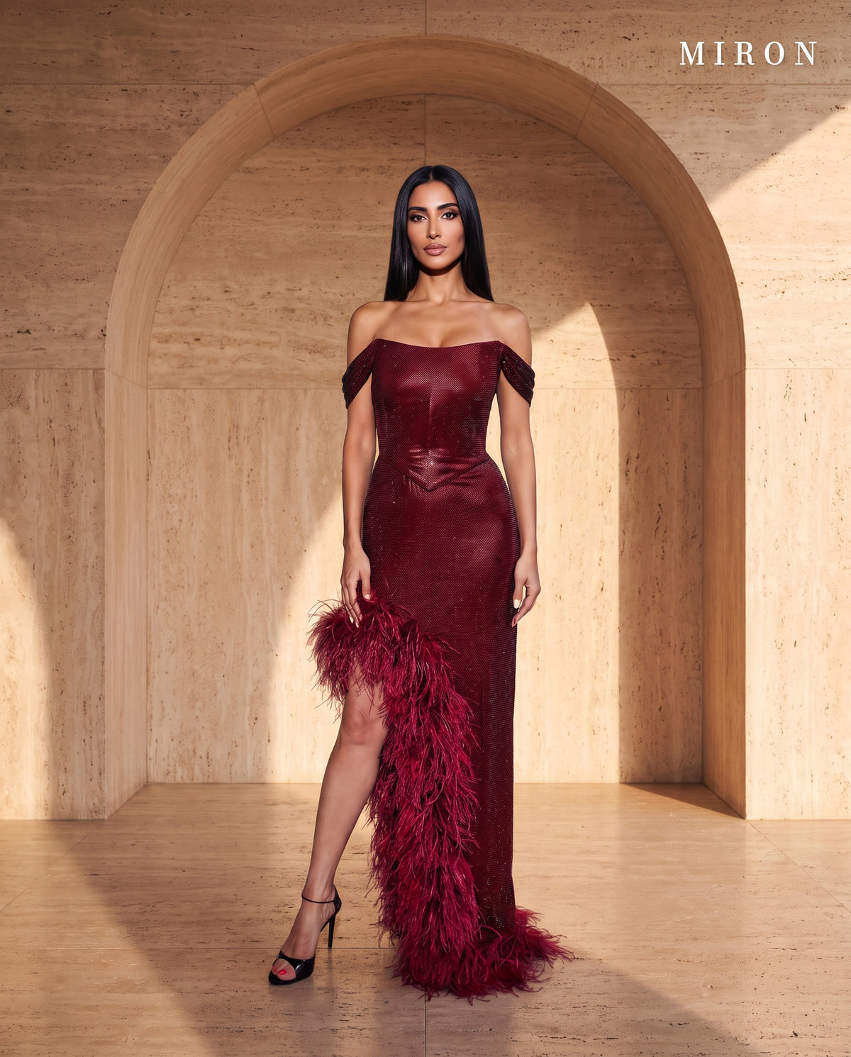 Corset Dress With Feathers - MIRON