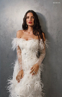 Sleeved Feather Gown - MIRON