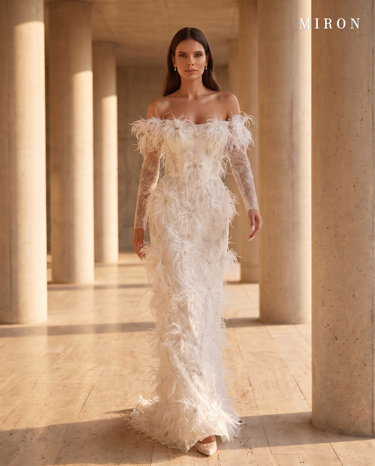 Sleeved Feather Gown - MIRON