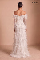 White Feather Off-Shoulder Gown – studio, back