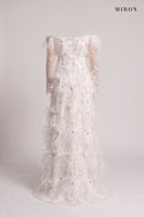 White Feather Off-Shoulder Gown – back view