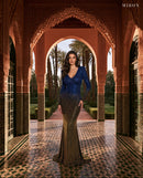 Miron Multicolor Blue & Gold Crystal Embellished Dress ED-MLT-002 – La Mamounia terrace, Marrakech