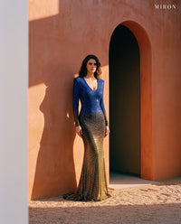 Miron Multicolor Blue & Gold Crystal Embellished Dress ED-MLT-002 – terracotta arch