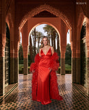 Miron Red Dress With Cape ED-RED-009 – La Mamounia terrace, Marrakech