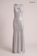 Silver Crystal Racerback Gown – front view