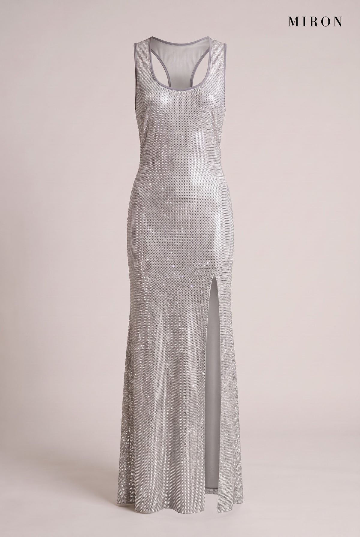 Silver Crystal Racerback Gown – front view