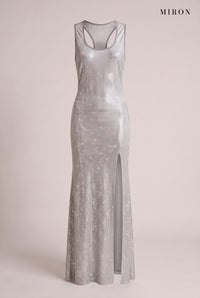 Silver Crystal Racerback Gown – front view