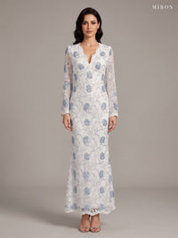 Miron White Long Dress ED-WHT-083 - studio front view