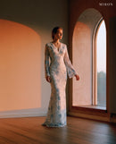 Miron White Long Dress ED-WHT-083 - arched window