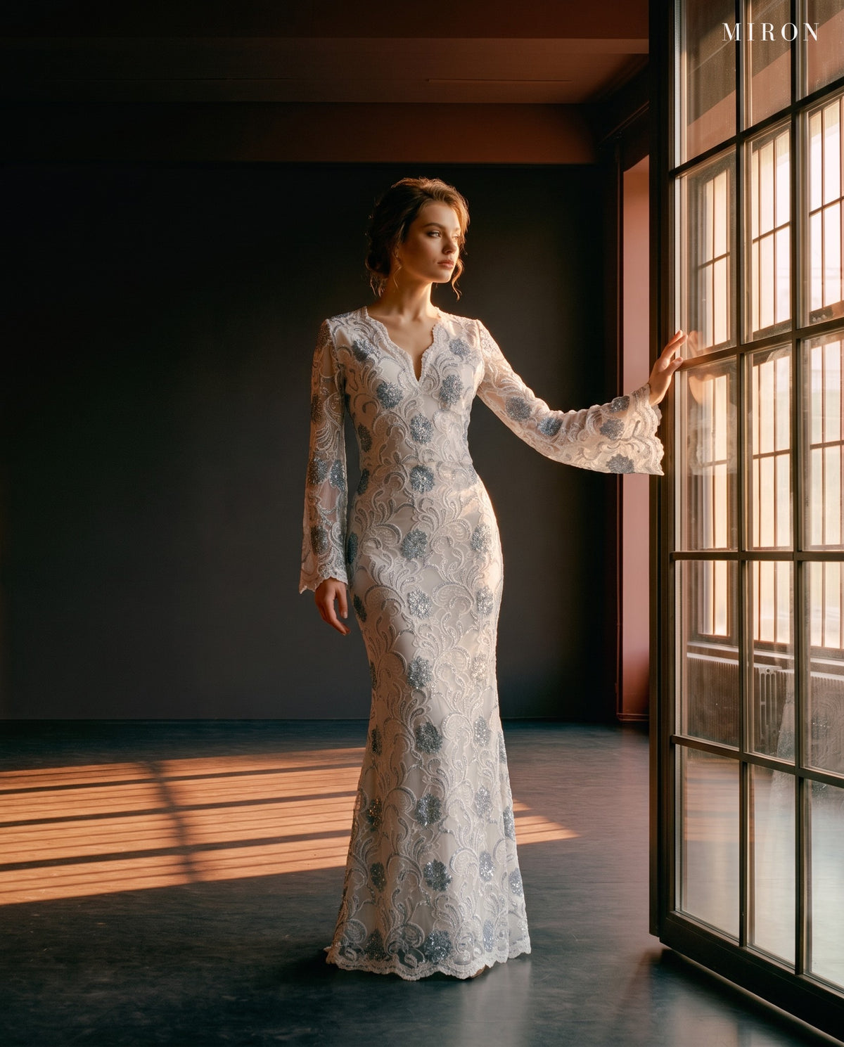 Miron White Long Dress ED-WHT-083 - tall window room