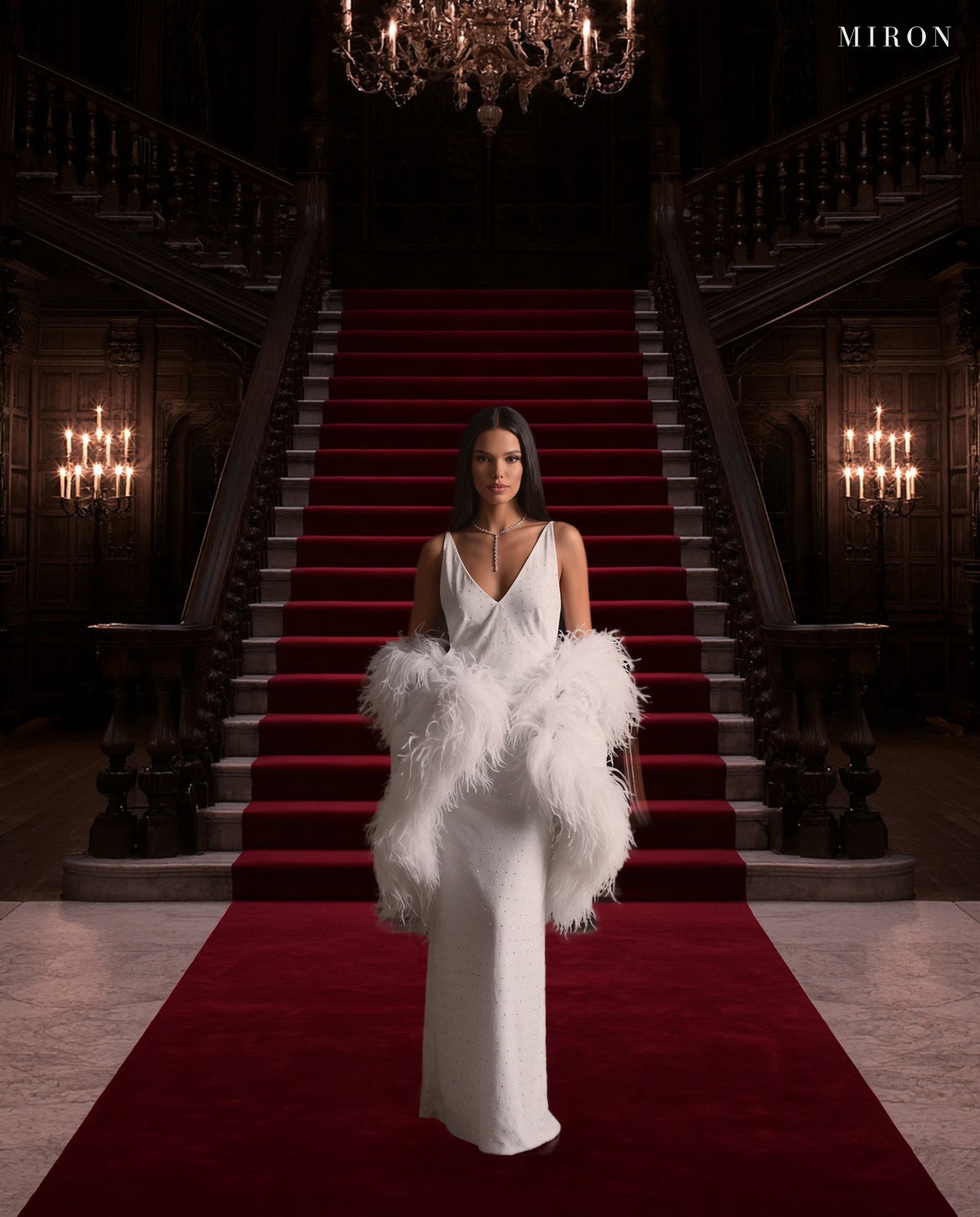 White Silk Dress & Cape - MIRON