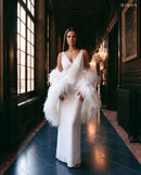 White Silk Dress & Cape - MIRON