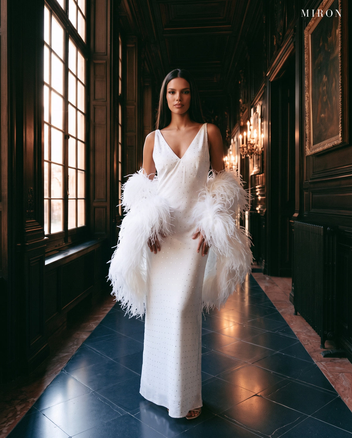 White Silk Dress & Cape - MIRON