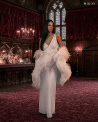 White Silk Dress & Cape - MIRON