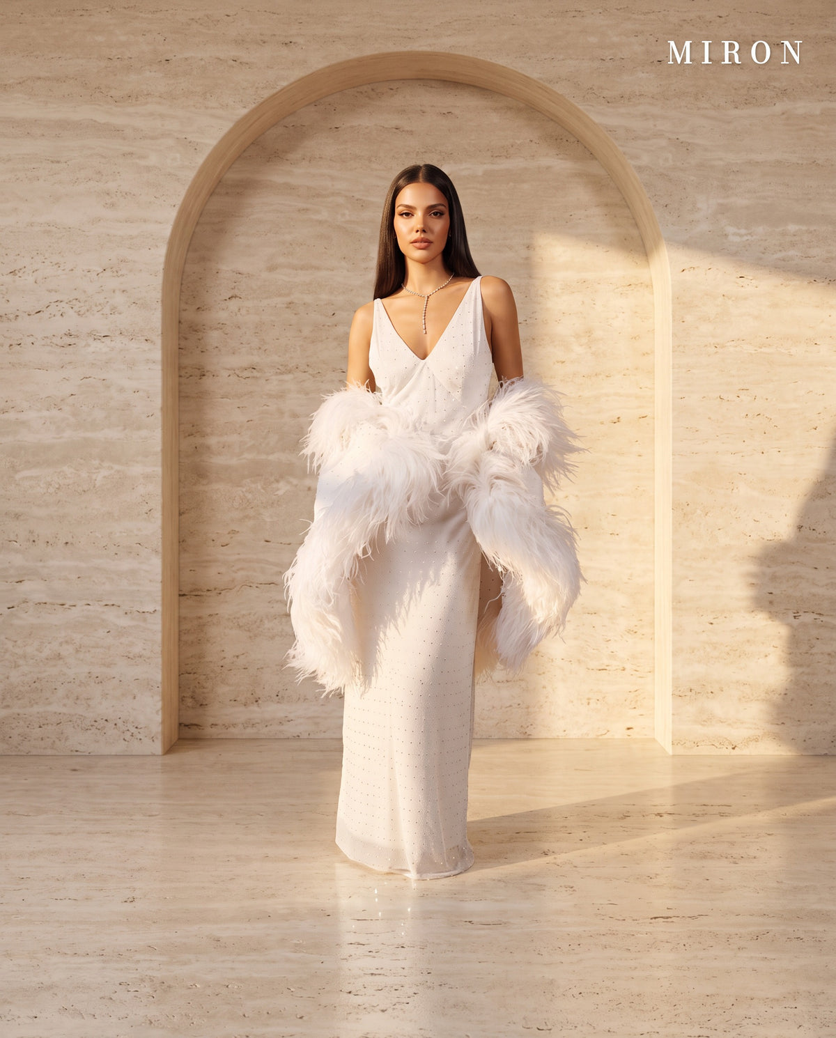 White Silk Dress & Cape - MIRON