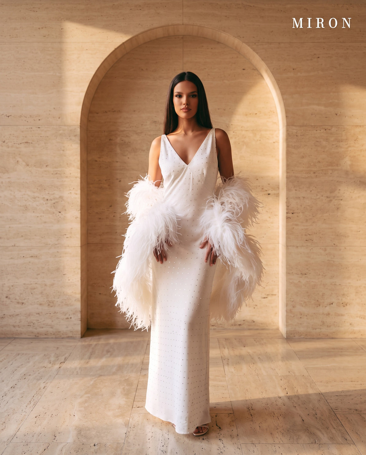 White Silk Dress & Cape - MIRON