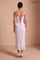 White Venise Lace Corset & Skirt Set – studio, back