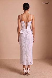 White Venise Lace Corset & Skirt Set – studio, back