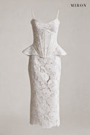 White Venise Lace Corset & Skirt Set – front view
