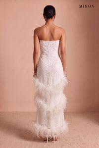 White Feather Strapless Gown – studio, back