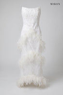 White Feather Strapless Gown – front view