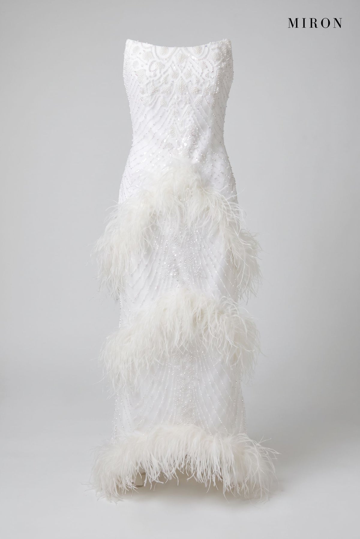 White Feather Strapless Gown – front view