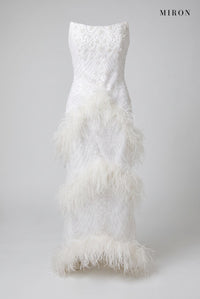 White Feather Strapless Gown – front view